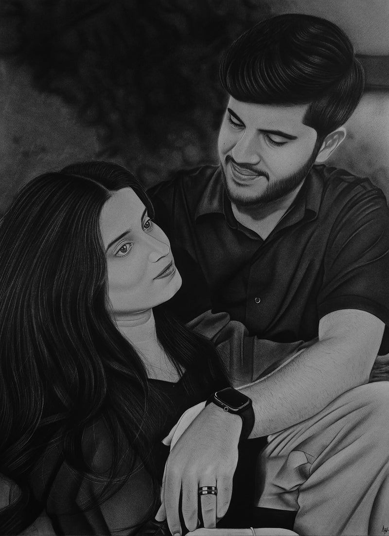"Eternal Bond" – Custom Hand-Drawn Couple’s Portrait