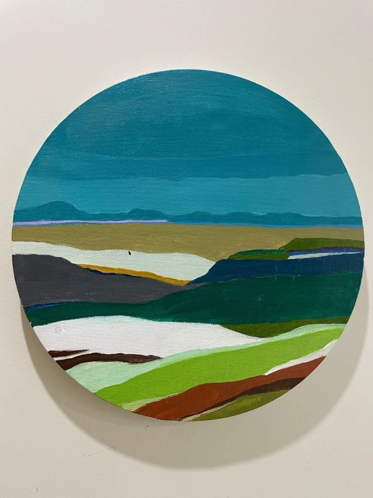"Abstract Earth" Original Circular Handmade Acrylic Painting