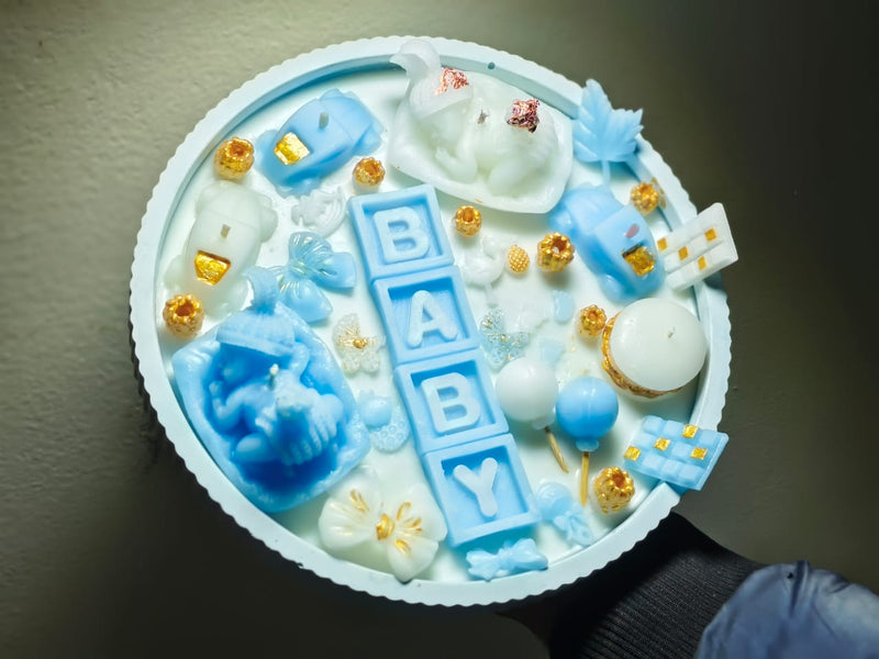 Handmade "BABY" Alphabet & Motif Platter Candle