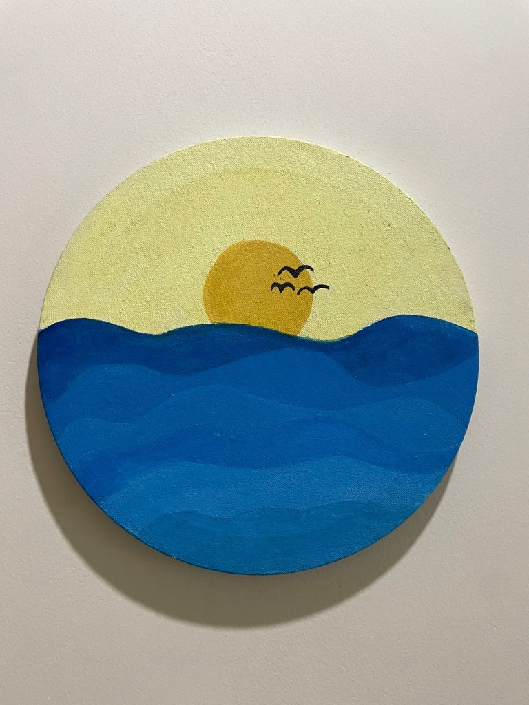 "Golden Horizon" Circular Handmade Acrylic Painting