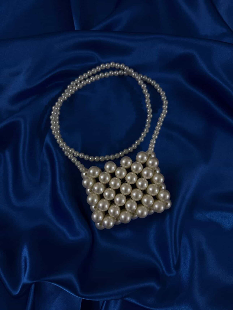 Kashish Aurora | Hand-Woven Peach Crystal Beaded Mini Tote