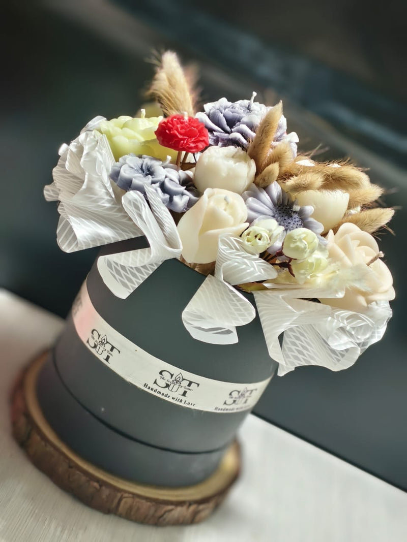 Artisan Midnight Floral Candle Bouquet Box