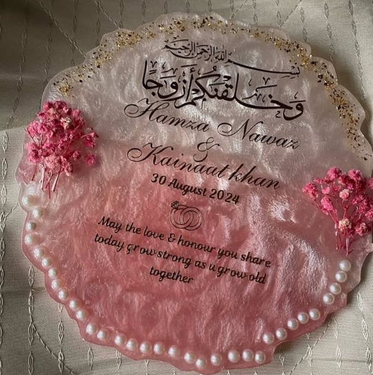 The "Rose Petal" Personalized Resin Nikkah Plaque