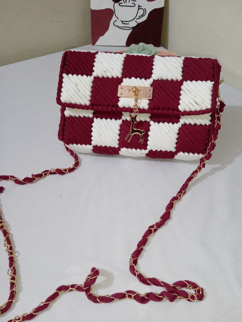 RED AND WHITE BAG-HANDMADE AVAILABLE IN ALL DIFFERENT COLORS