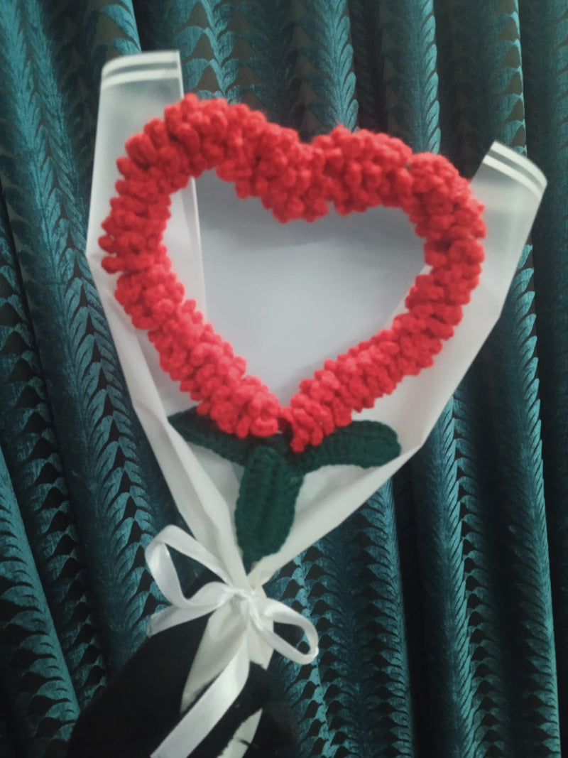 RED HEART FLOWER-HANDMADE AVAILABLE IN ALL DIFFERENT COLORS