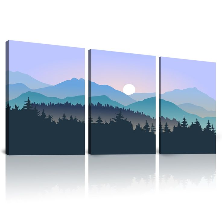 Serene Mountain Sunset Canvas Set – 3 Piece Minimalist Nature Wall Art (16x24 in)