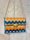 The "Citrus Teal" Striped Velvet Bag