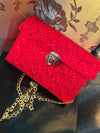 The Scarlet "Geometric" Velvet Clutch