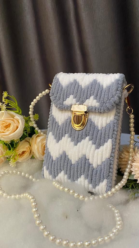 The "Sky Chevron" Pearl-Strap Bag