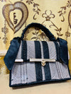 The "Noir Luxe" Herringbone Top-Handle Bag