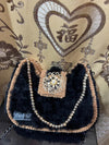 The Midnight Onyx "Fleur" Plush Bag