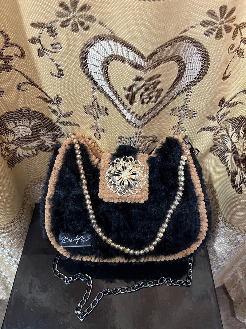The Midnight Onyx "Fleur" Plush Bag