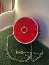 The Ruby Round: Hand-Crocheted Velvet Statement Bag