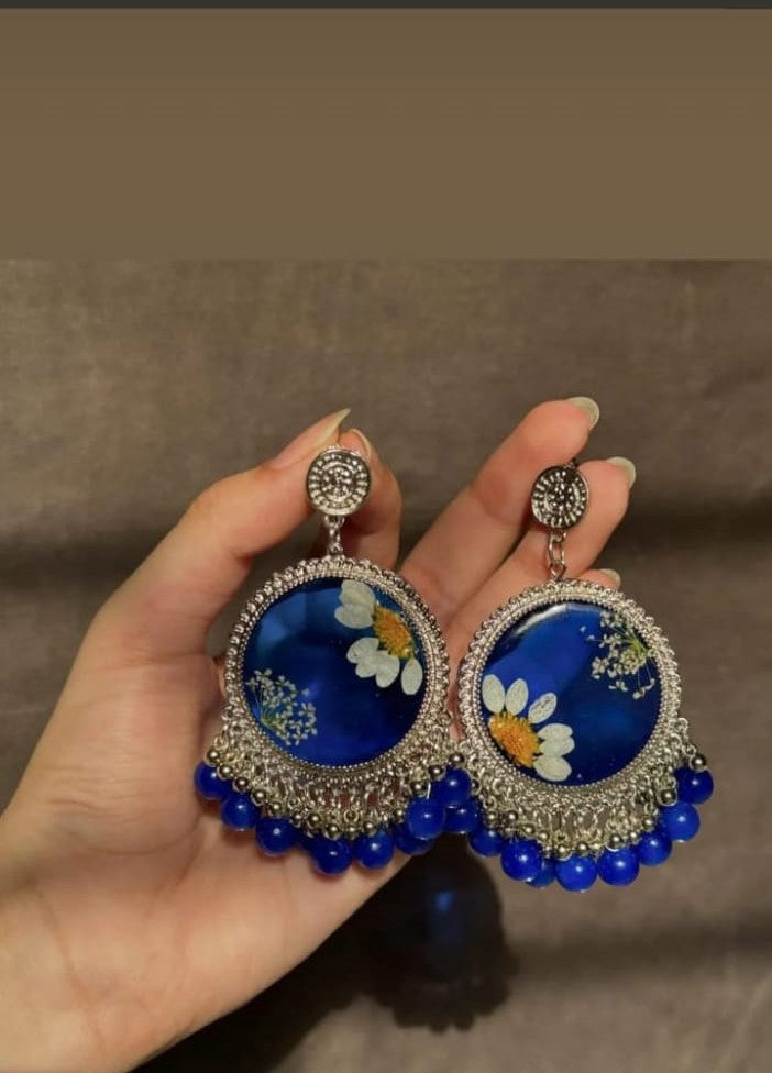 The "Midnight Bloom" Botanical Jhumkas