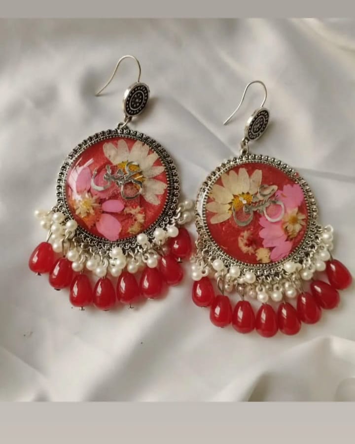 The "Ruby Rose" Botanical Jhumkas