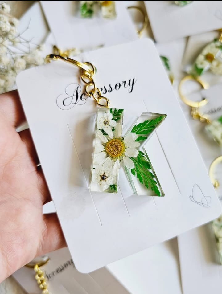 The "Verdant Bloom" Initial Keychain