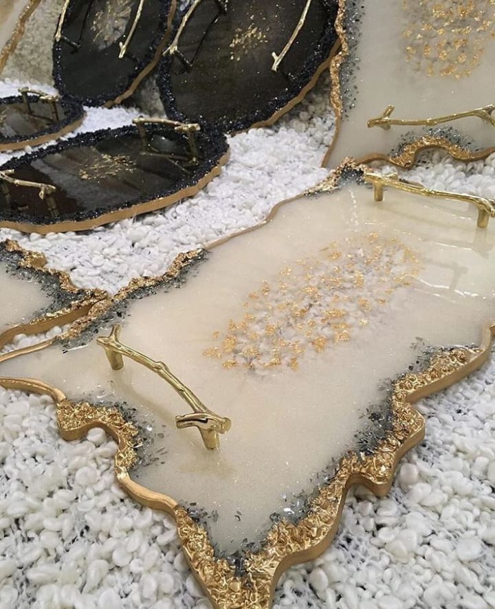 The "Royal Agate" Resin Serving Trays