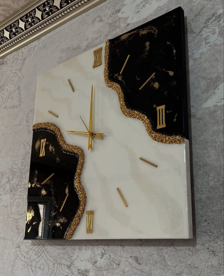 The "Midnight Gilded" Geometric Wall Clock