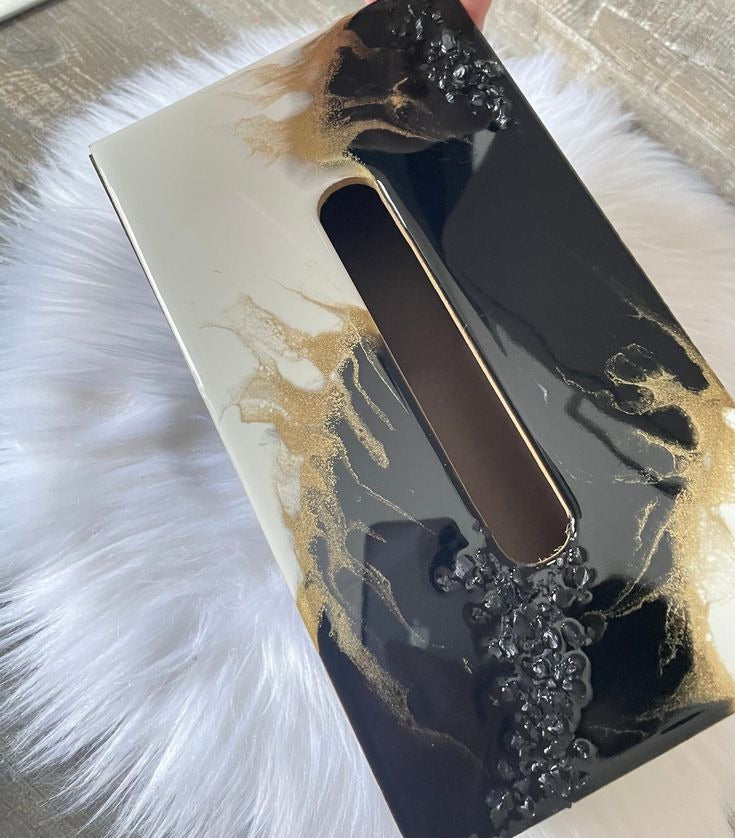 The Artisan Elements Hand-Poured Resin & Geode Tissue Box Collection