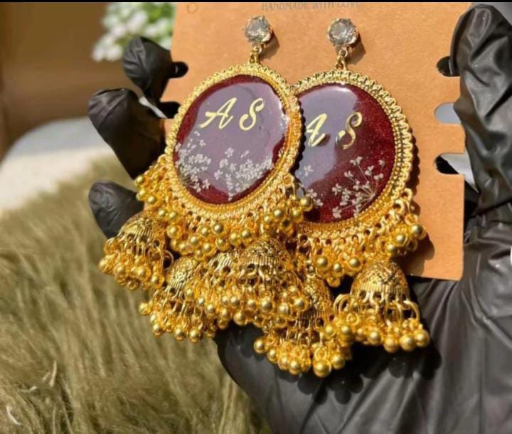 Custom Monogram Resin Jhumkas