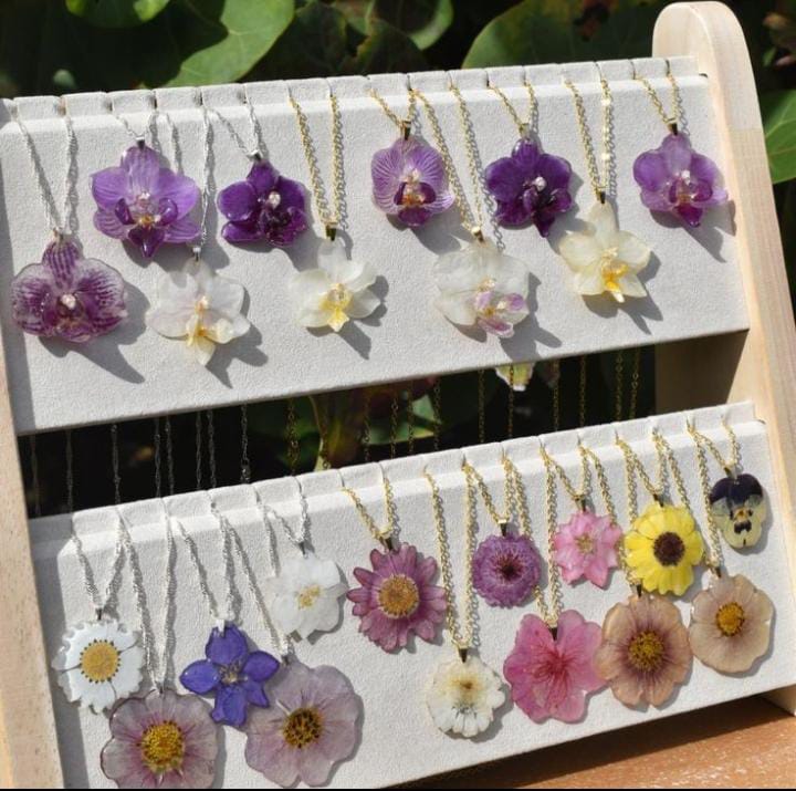 Pressed Petal Resin Pendant