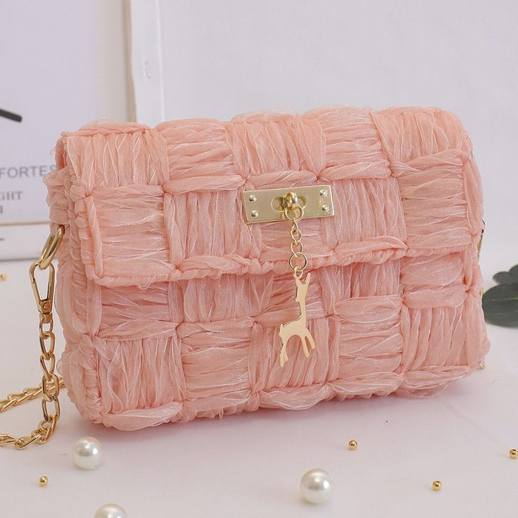 Rose Blossom Woven Clutch – Hand-Crafted Bag with Golden Deer Charm