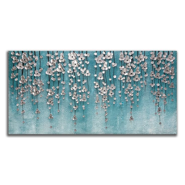 Kashish Turquoise Blossom | Hand-Painted Textured Floral Relief Canvas