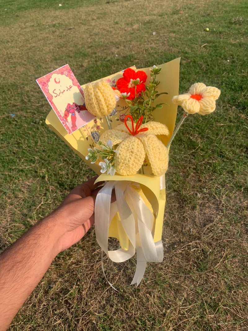 "Sunrise Serenade" – Hand-Knitted Artisan Bouquet