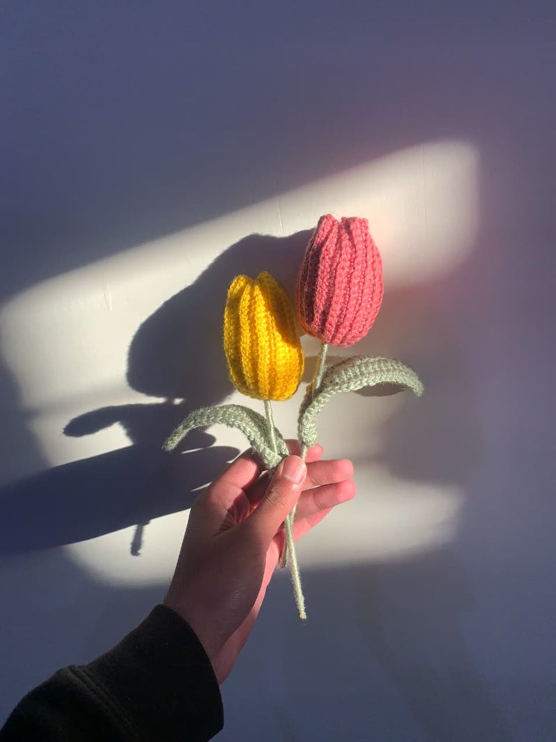 "Eternal Bloom" – Hand-Knitted Artisan Tulips