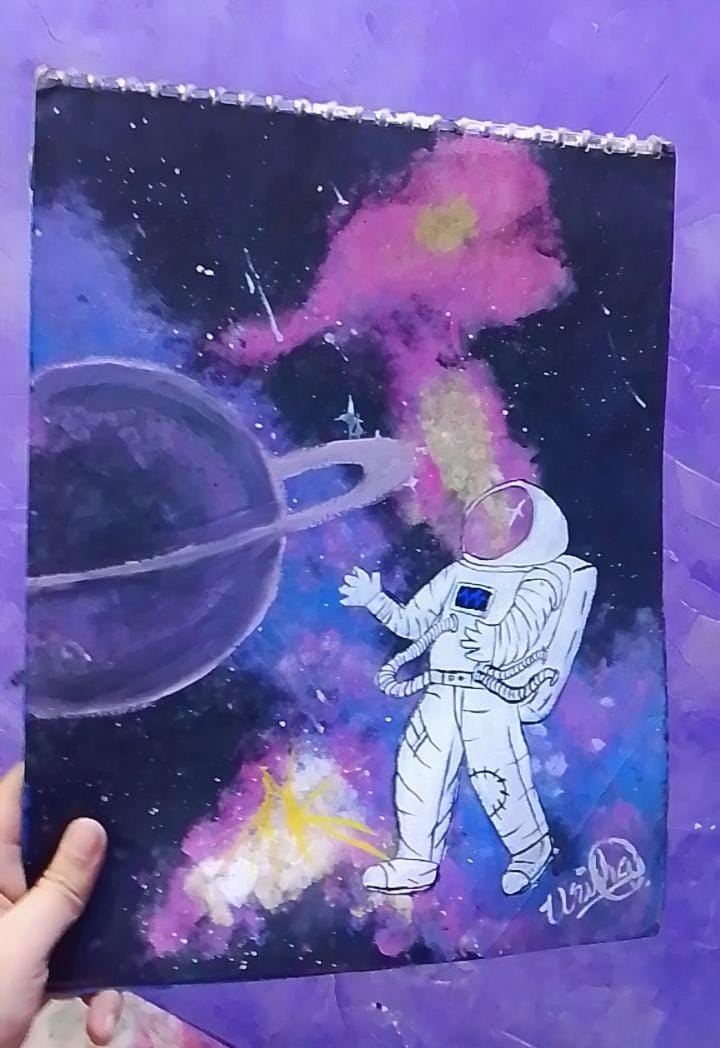 "Infinite Dreamer" – Hand-Painted Galactic Astronaut Art