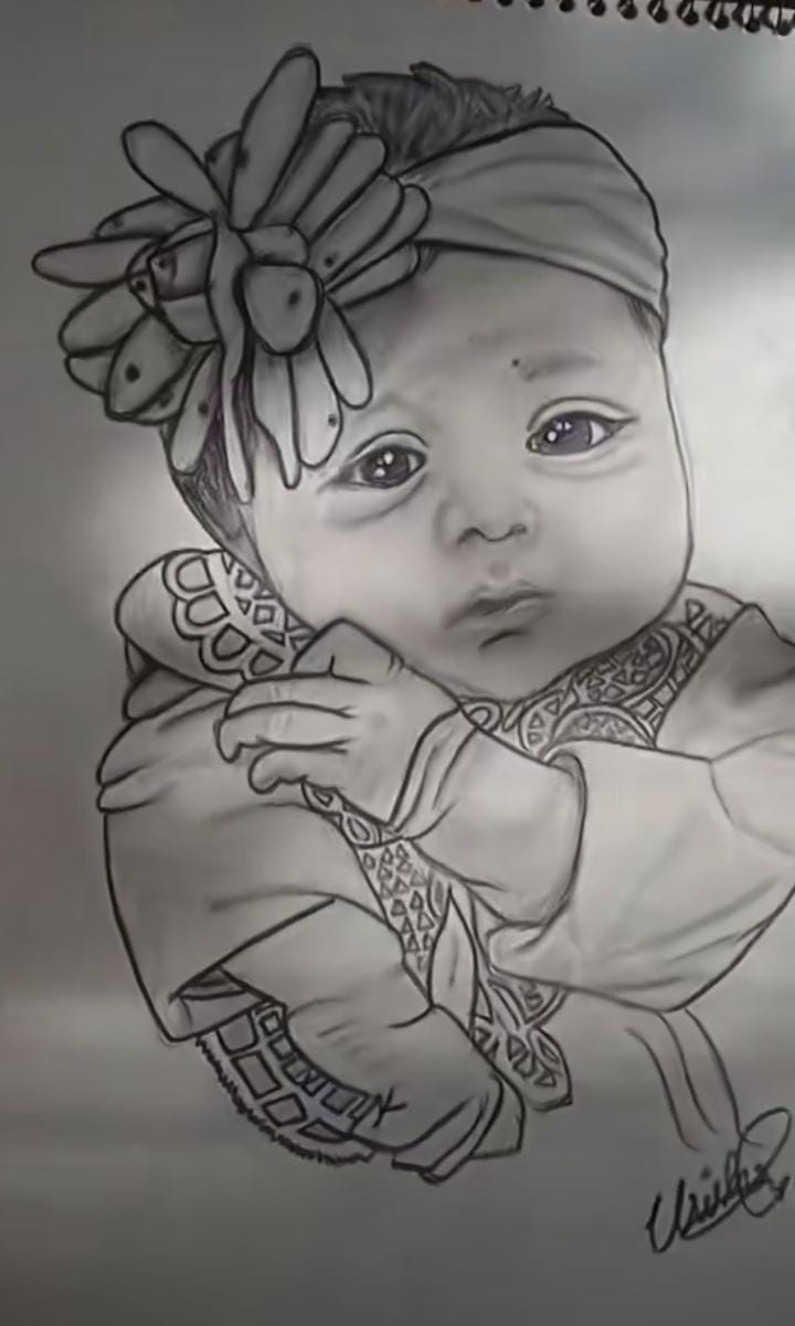 "Pure Innocence" – Hand-Drawn Custom Baby Portrait