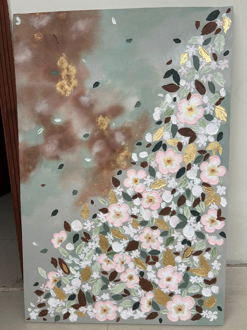 Floral Nocturne – Original Hand-Painted Pink Botanical Study