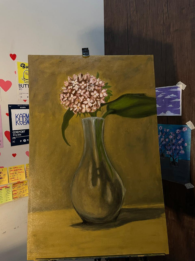 Still Life in Ochre – Original Floral Oil Painting on Canvas