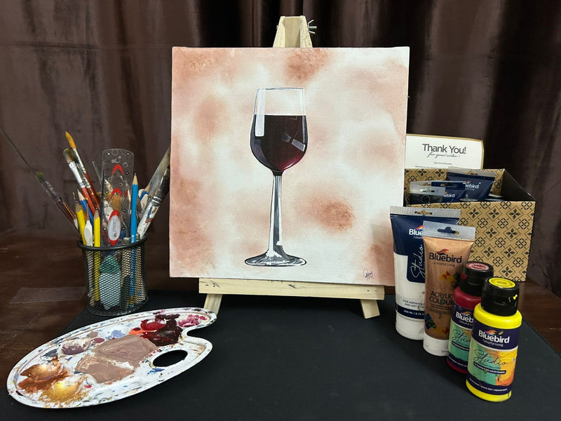The Crimson Pour – Original Hand-Painted Wine Glass Still Life