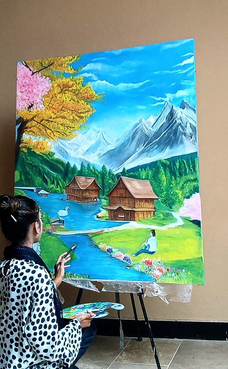 The Alpine Escape – Large Scale Original Landscape Painting