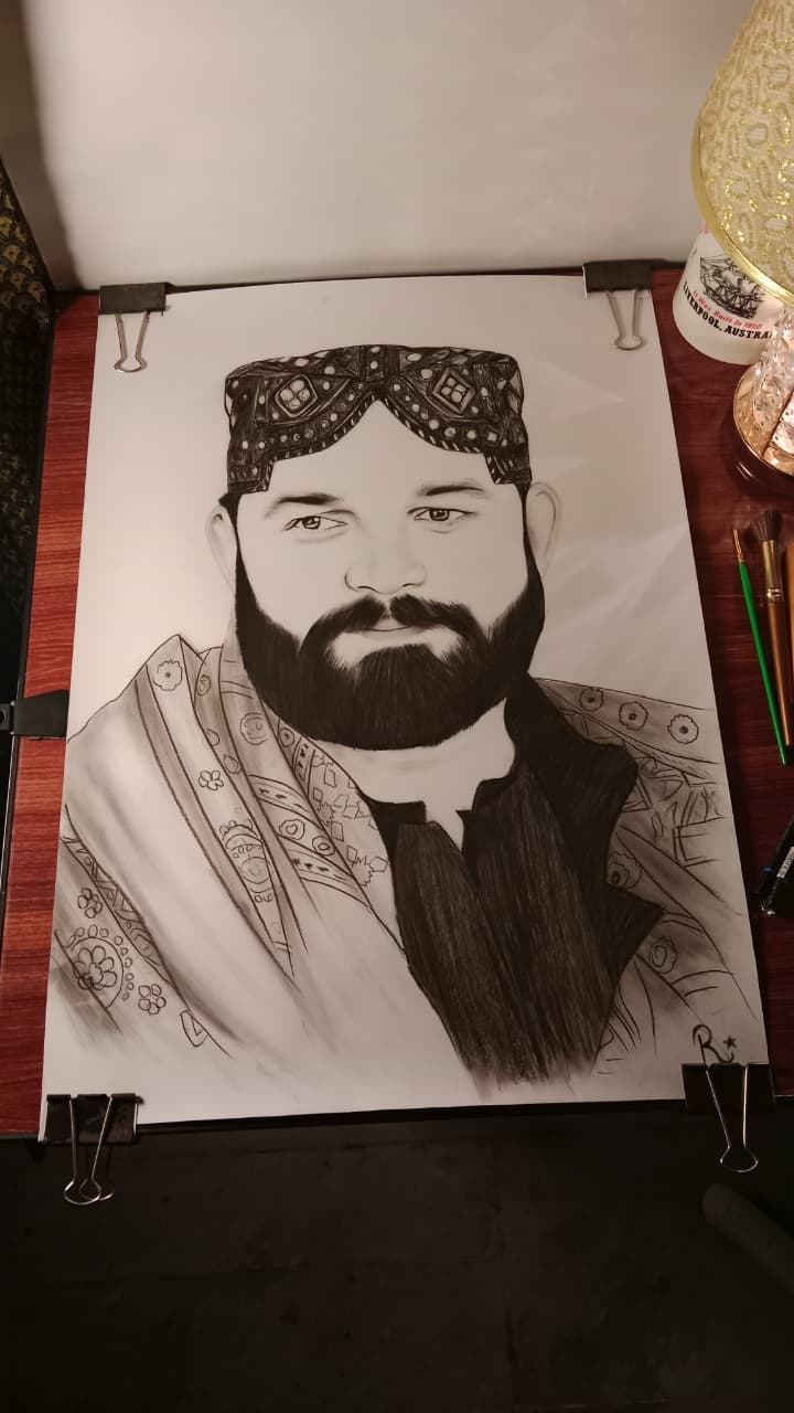 "Heritage & Honor" – Hand-Drawn Charcoal Portrait