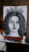 "Soulful Gaze" – Hand-Drawn Charcoal & Graphite Portrait