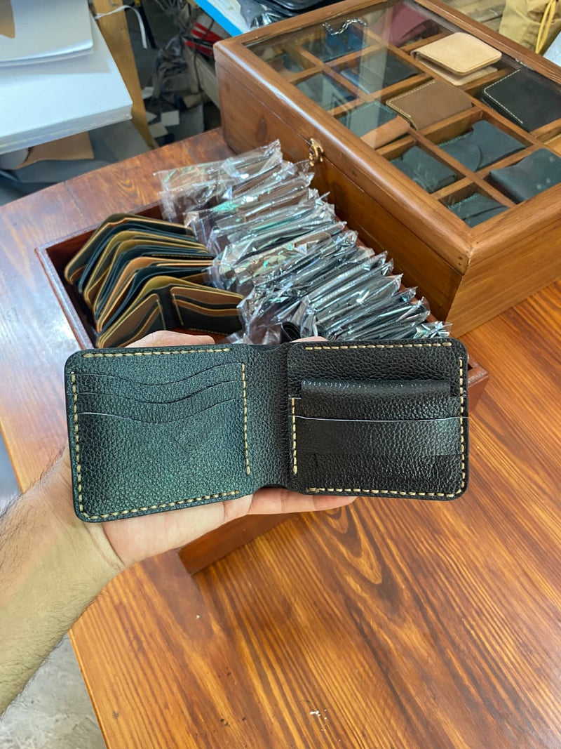 Handcrafted Textured Leather Bifold Wallet with Card Slots — Bin Salman