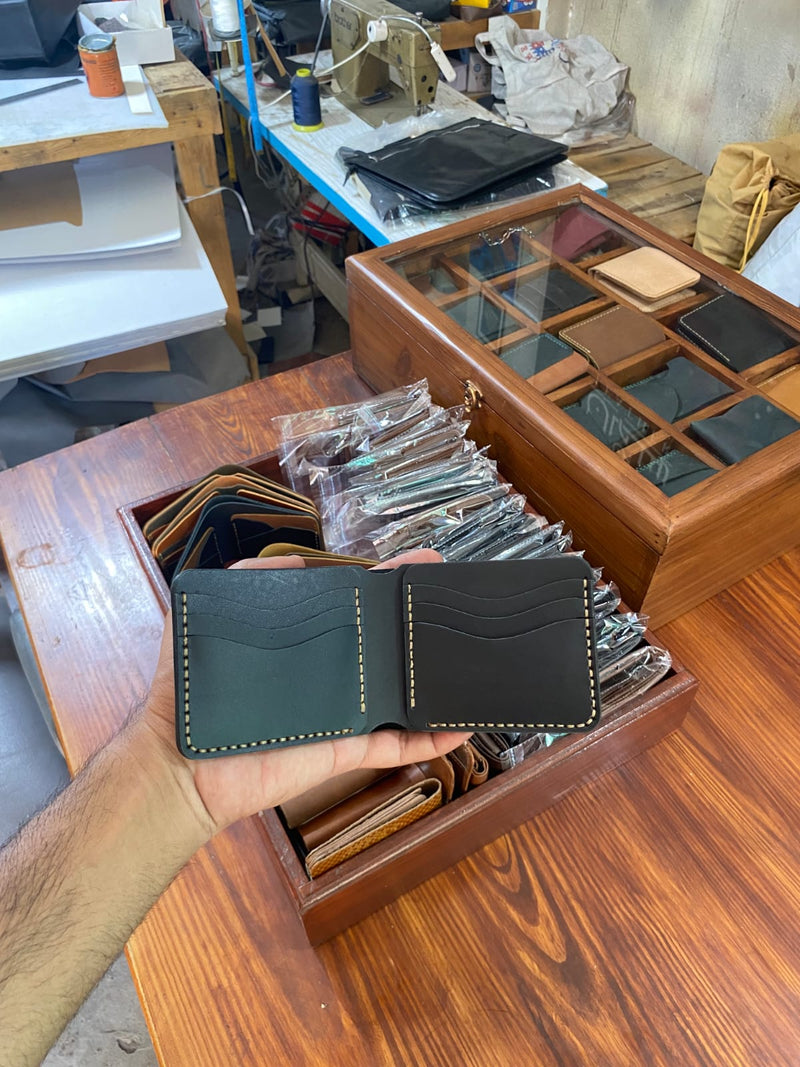 Handcrafted Dual-Sided Card Slot Leather Bifold Wallet — Bin Salman