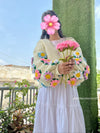 Handmade Floral Granny Square Crochet Cardigan & Matching Bouquet Set