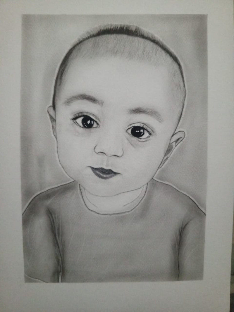 Innocent Gaze – Original Graphite Baby Portrait by Artist Dayyan
