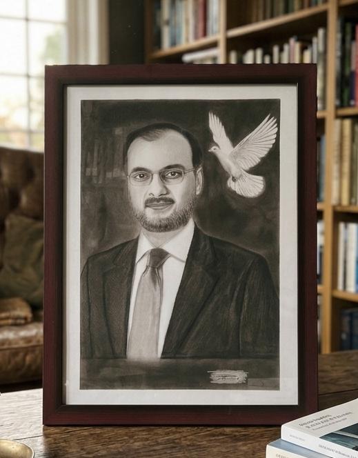 Vision of Peace – Framed Original Graphite Portrait by Artist Dayyan