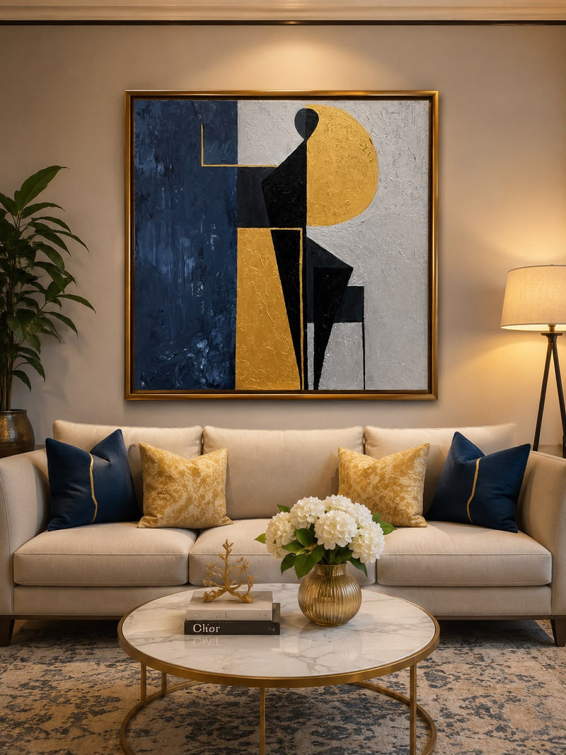 Turquoise Circle Medallion Handpainted Islamic Calligraphy Canvas Wall Art