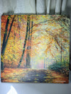 "Misty Gold Path" Hand-Painted Acrylic Painting | Autumn Woodland Forest Wall Art | Golden Yellow Decor