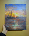 Product Title Zainab Usmani Original Sailboat Sunset Acrylic Painting | Seascape Ocean Horizon Wall Art