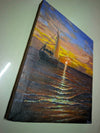 Product Title Zainab Usmani Original Sailboat Sunset Acrylic Painting | Seascape Ocean Horizon Wall Art