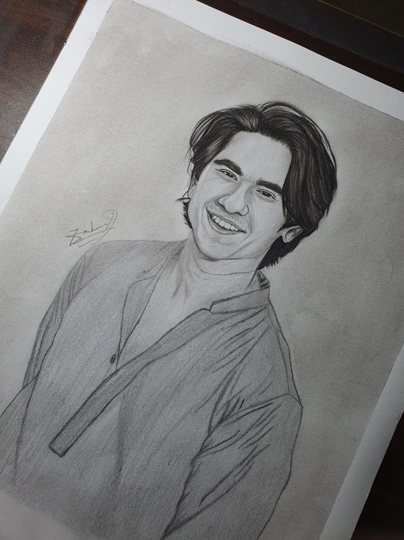 Custom Hand-Drawn Smiling Portrait – Personalized Graphite Pencil Sketch