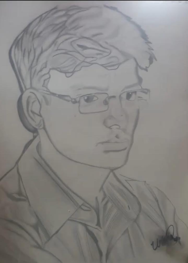 Handcrafted Graphite Portrait — Young Man with Spectacles