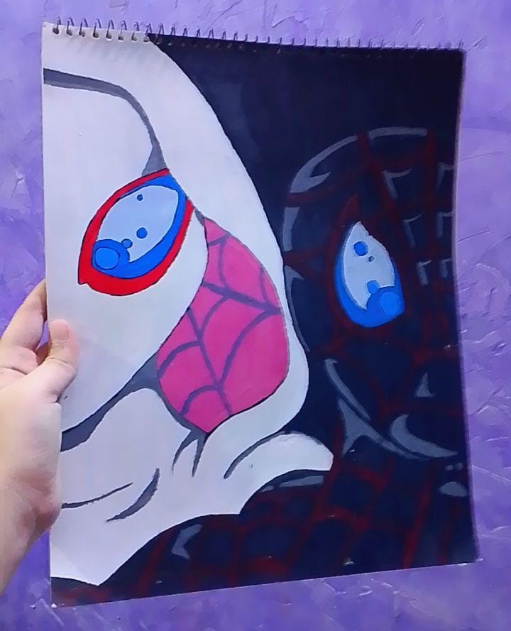 Handpainted Superhero Acrylic Canvas — Spider-Man Dual Identity