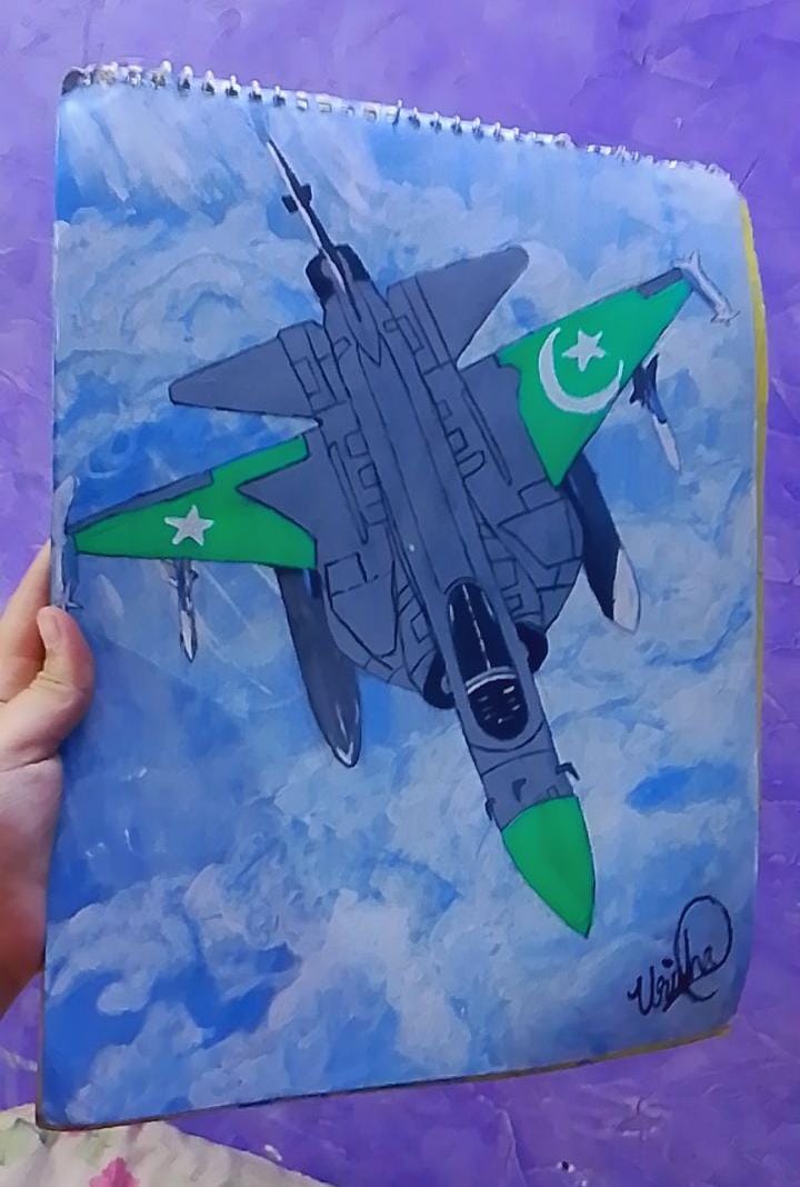 Handpainted Patriotic Canvas — PAF Fighter Jet in Flight